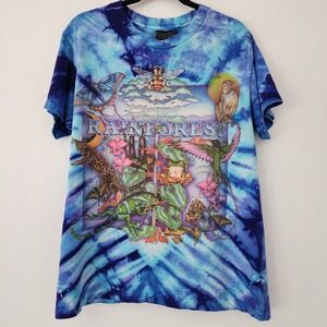 Vintage Chapman Graphics Rain Forest tie dye front back graphic tee shirt size L